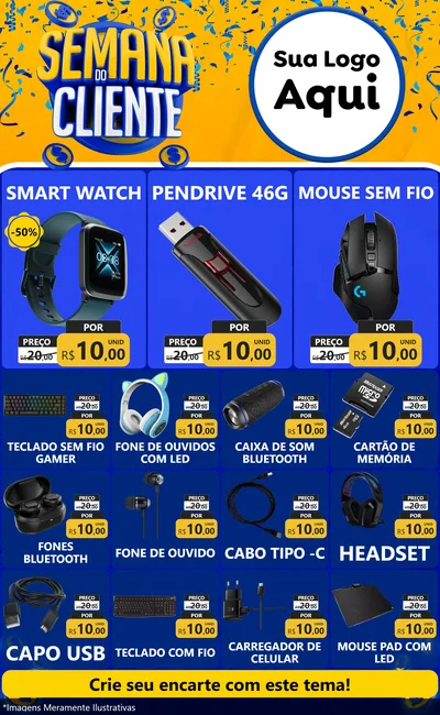 Modelo de Encarte para Encarte Grande com o tema Semana do Cliente para Informática