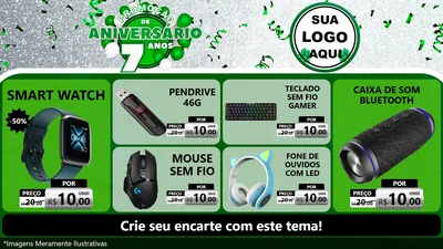 Modelo de TV para TV Horizontal com o tema Promoção de Aniversário - 7 Anos para Informática
