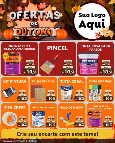 Modelo de Rede Social para Feed Instagram com o tema Ofertas de Outono para Tintas e Ferramentas