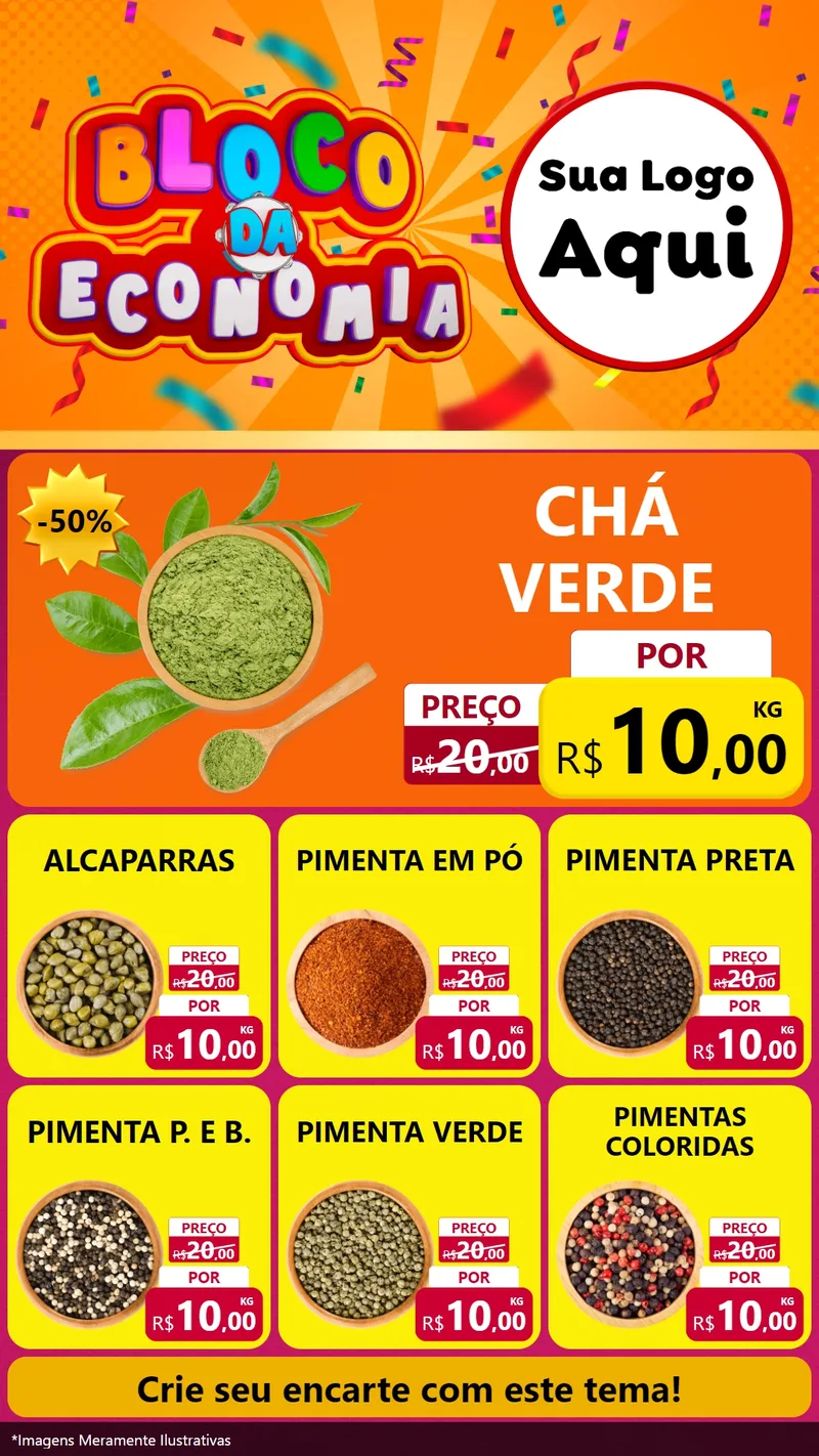 Modelo de Rede Social para Stories com o tema Bloco da Economia para Produtos Naturais