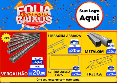 Modelo de Encarte para Encarte A4 Horizontal com o tema Folia de Preços Baixos para Ferragens