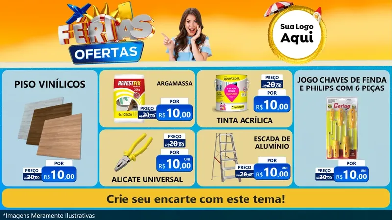 Modelo de TV para TV Horizontal com o tema Ofertas - Férias para Material para Construção