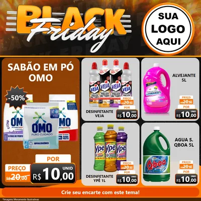 Modelo de Rede Social para Feed Facebook com o tema Black Friday para Produtos de Limpeza