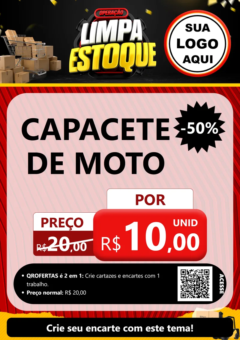 Modelo de Cartaz para Cartaz A4 Vertical com o tema Operação Limpa Estoque para Moto peças