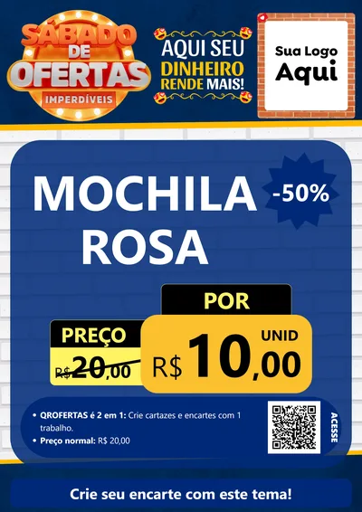Modelo de Cartaz para Cartaz A4 Vertical com o tema Sábado de Ofertas Imperdíveis para Papelaria