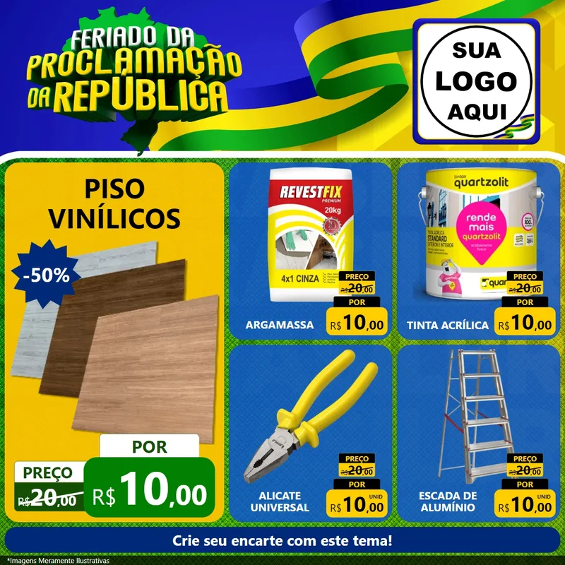 Modelo de Rede Social para Feed Facebook com o tema Feriado da Proclamação da República para Material para Construção