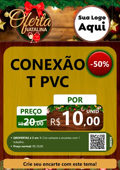 Modelo de Cartaz para Cartaz A4 Vertical com o tema Ofertas Natalina para Tubos e conexões