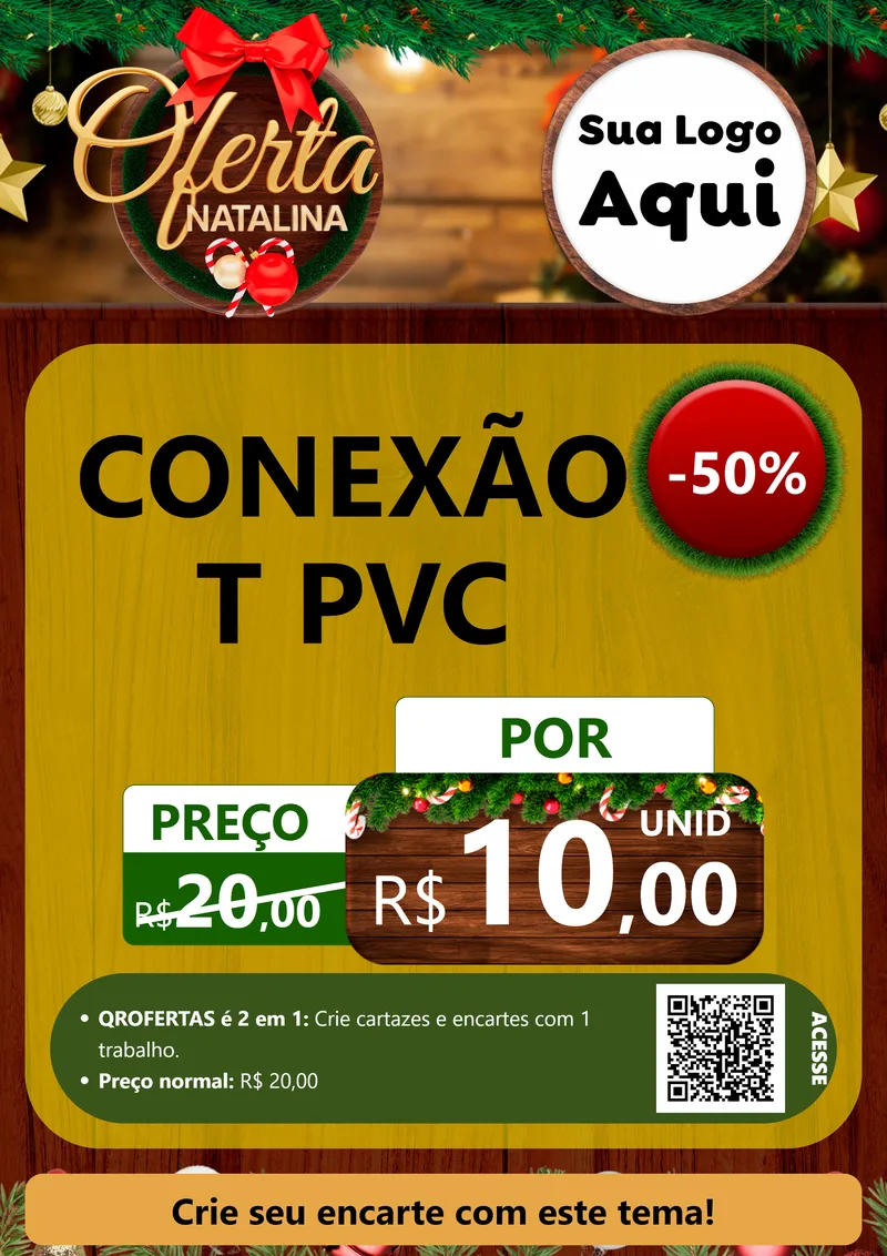Modelo de Cartaz para Cartaz A4 Vertical com o tema Ofertas Natalina para Tubos e conexões
