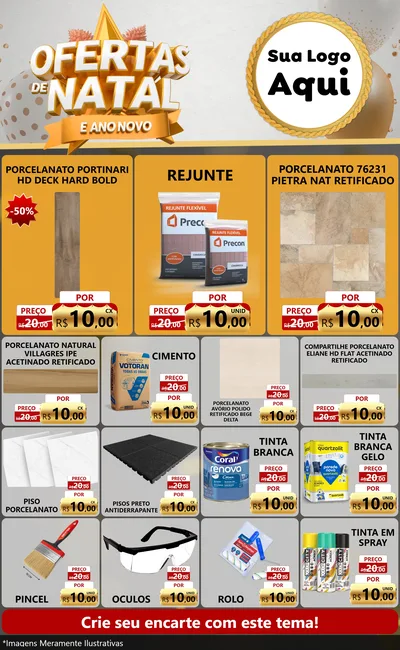 Modelo de Encarte para Encarte Grande com o tema Ofertas De Natal E Ano Novo para Pisos e revestimentos