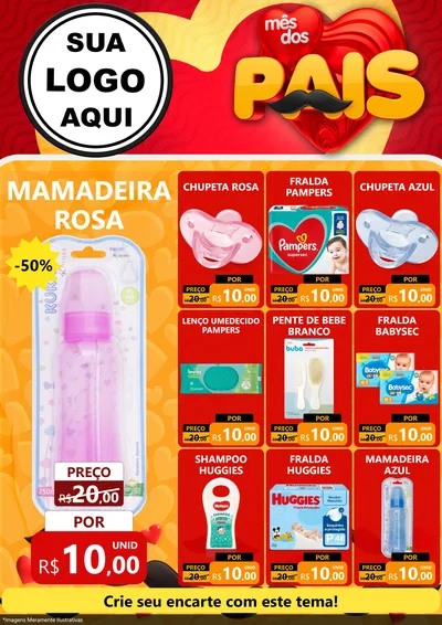Modelo de Encarte para Encarte A4 Vertical com o tema Mês Dos Pais para Bebês