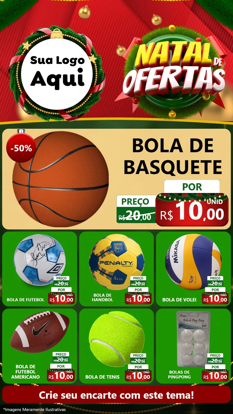 Modelo de Rede Social para Stories com o tema Natal de Ofertas para Artigos Esportivos
