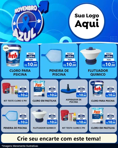 Modelo de Rede Social para Feed Instagram com o tema Novembro Azul para Produtos para Piscina
