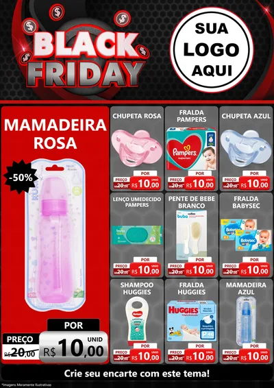 Modelo de Encarte para Encarte A4 Vertical com o tema Black Friday para Bebês