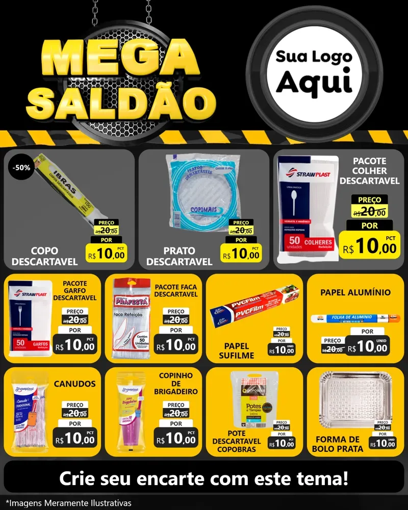 Modelo de Rede Social para Feed Instagram com o tema Mega Saldão para Embalagens