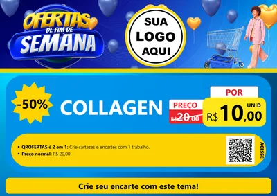 Modelo de Cartaz para Cartaz A4 Horizontal com o tema Ofertas de Fim de Semana para Suplementos alimentares