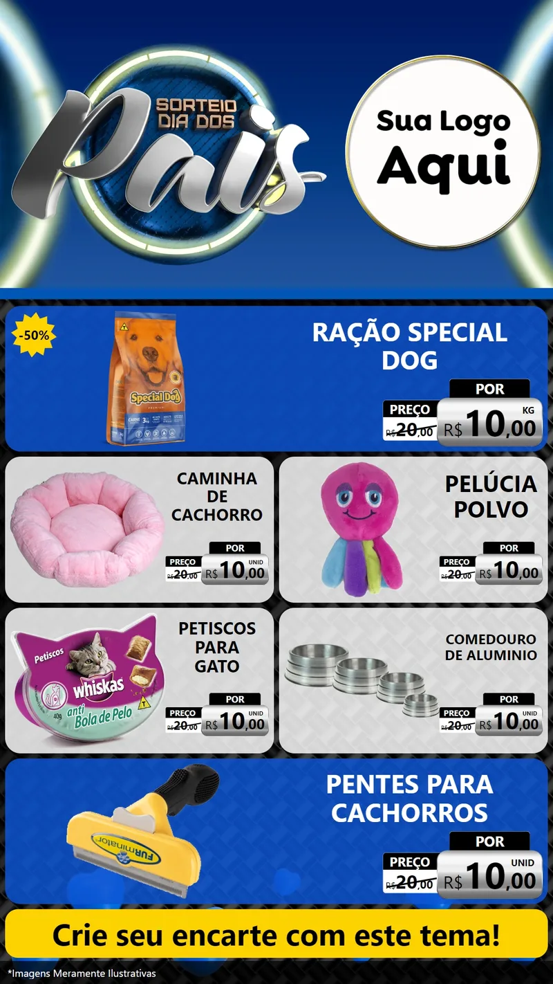 Modelo de TV para TV Vertical com o tema Sorteio Dia Dos Pais para Pet Shop
