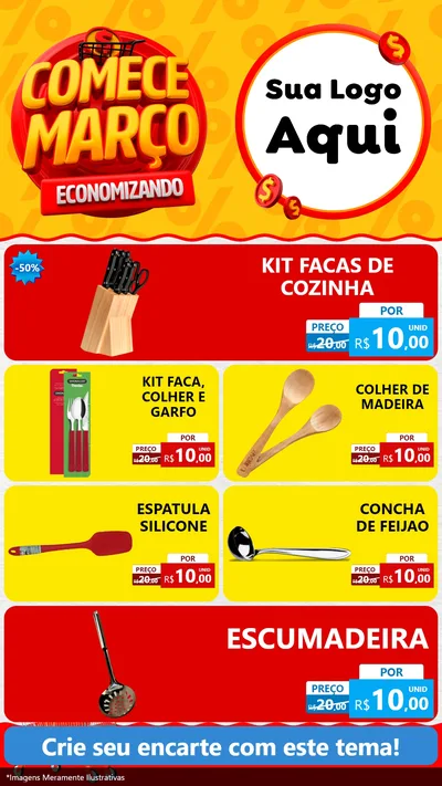 Modelo de TV para TV Vertical com o tema Comece Março Economizando para Utilidades Domésticas