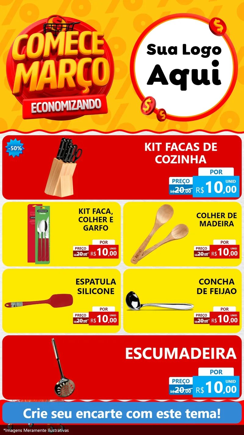 Modelo de TV para TV Vertical com o tema Comece Março Economizando para Utilidades Domésticas