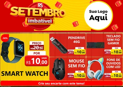 Modelo de Encarte para Encarte A4 Horizontal com o tema Setembro Imbatível para Informática