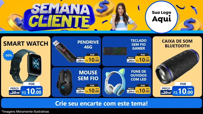 Modelo de TV para TV Horizontal com o tema Semana do Cliente para Informática