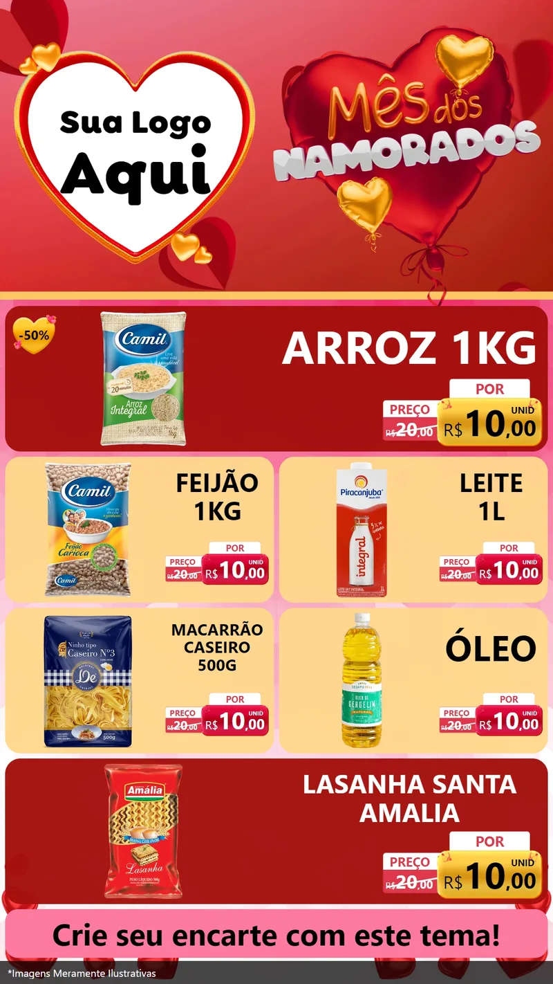 Modelo de TV para TV Vertical com o tema Mês dos Namorados para Supermercado