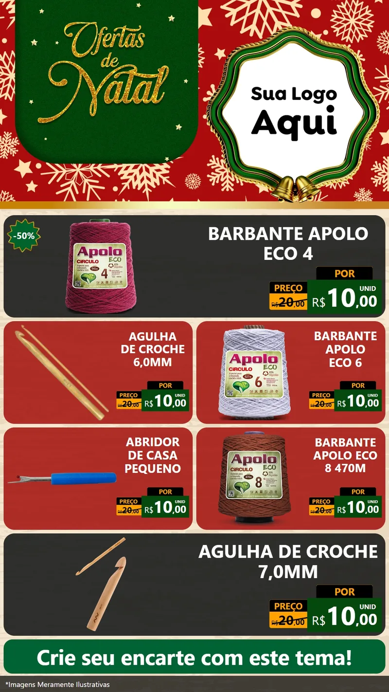 Modelo de TV para TV Vertical com o tema Natal de Ofertas para Armarinho e Aviamentos