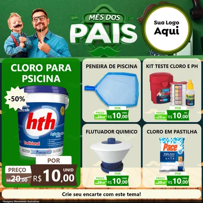 Modelo de Rede Social para Feed Facebook com o tema Mês dos Pais para Produtos para Piscina