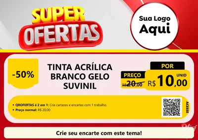 Modelo de Cartaz para Cartaz A4 Horizontal com o tema Super Ofertas para Tintas e Ferramentas