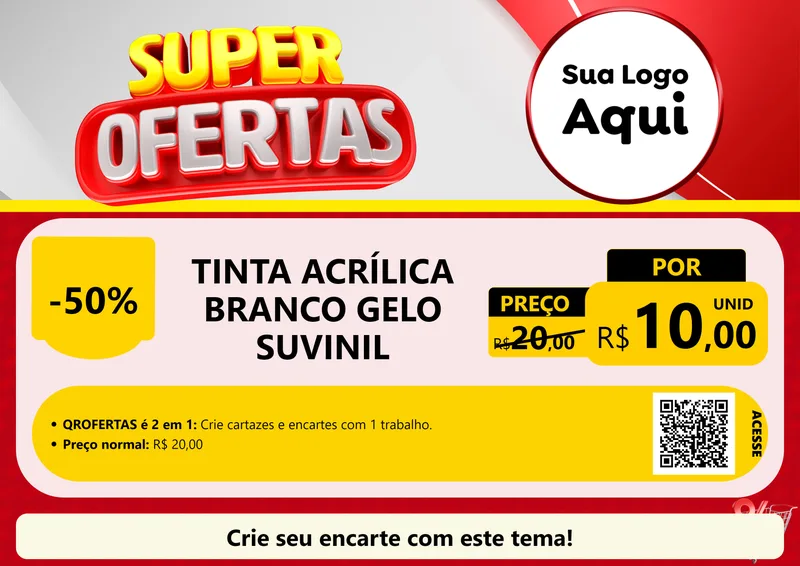 Modelo de Cartaz para Cartaz A4 Horizontal com o tema Super Ofertas para Tintas e Ferramentas