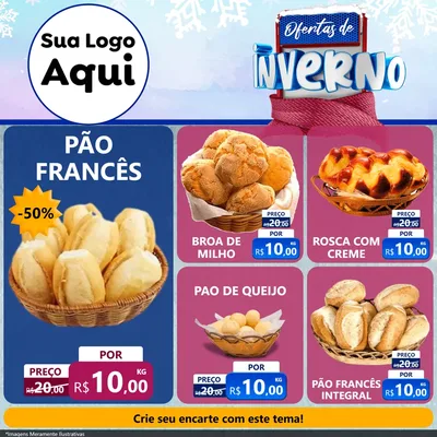 Modelo de Rede Social para Feed Facebook com o tema Ofertas de Inverno para Padaria