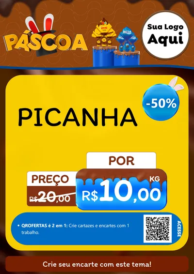 Modelo de Cartaz para Cartaz A4 Vertical com o tema Páscoa para Açougue
