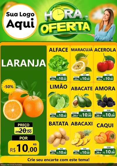 Modelo de Encarte para Encarte A4 Vertical com o tema Hora da Oferta para Hortifrúti