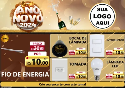 Modelo de Encarte para Encarte A4 Horizontal com o tema Feliz Ano Novo 2027 para Materiais Elétricos