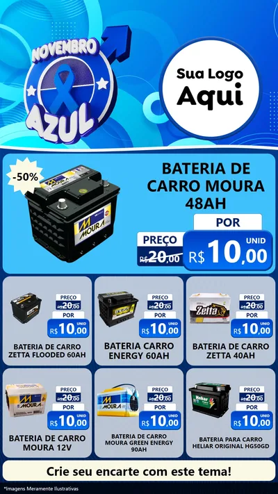 Modelo de Rede Social para Stories com o tema Novembro Azul para Baterias Elétricas