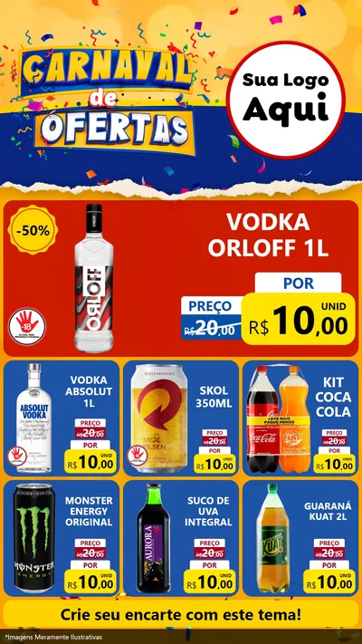 Modelo de Rede Social para Stories com o tema Carnaval de Ofertas para Distribuidora de bebidas
