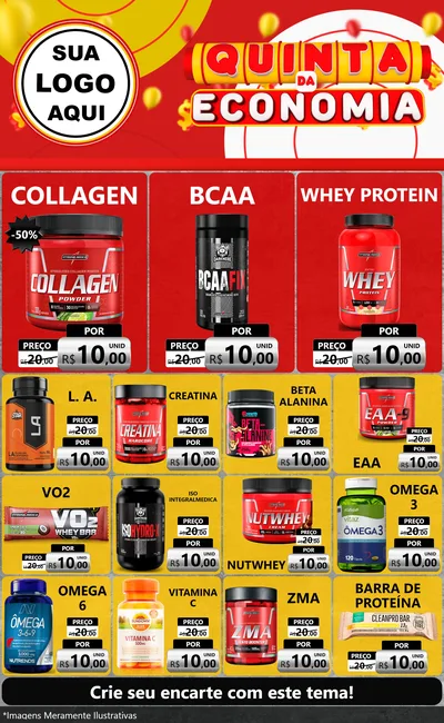 Modelo de Encarte para Encarte Grande com o tema Quinta da Economia para Suplementos alimentares