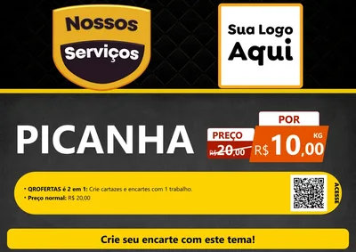 Modelo de Cartaz para Cartaz A4 Horizontal com o tema Nossos Serviços para Açougue