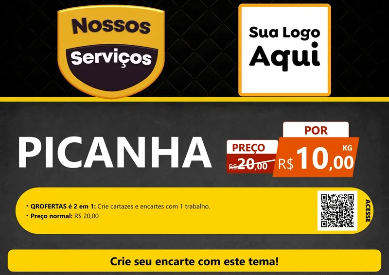 Modelo de Cartaz para Cartaz A4 Horizontal com o tema Nossos Serviços para Açougue