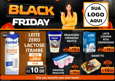 Modelo de Encarte para Encarte A4 Horizontal com o tema Black Friday para Frios e Laticínios
