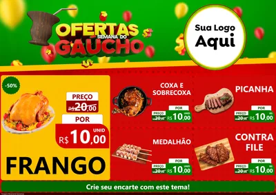 Modelo de Encarte para Encarte A4 Horizontal com o tema Ofertas Semana Do Gaúcho para Assados