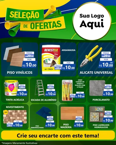 Modelo de Rede Social para Feed Instagram com o tema Seleção de Ofertas - Copa para Material para Construção