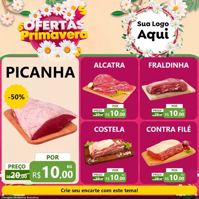 Modelo de Rede Social para Feed Facebook com o tema Ofertas de Primavera para Açougue