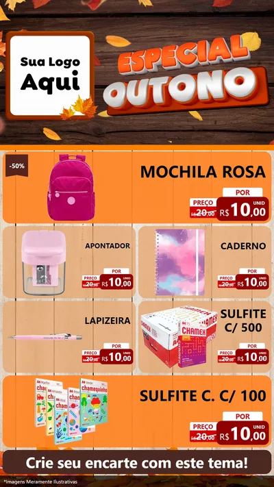 Modelo de TV para TV Vertical com o tema Especial Outono para Papelaria