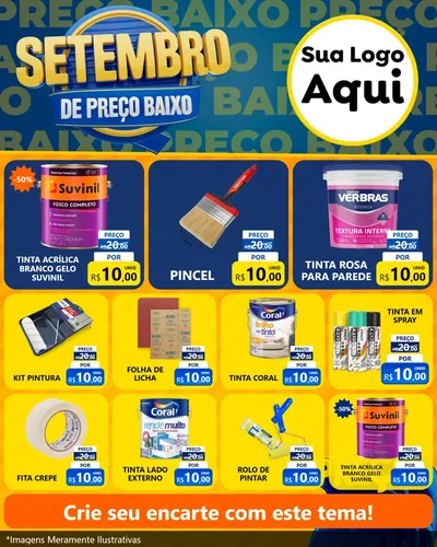 Modelo de Rede Social para Feed Instagram com o tema Setembro De Preço Baixo para Tintas e Ferramentas