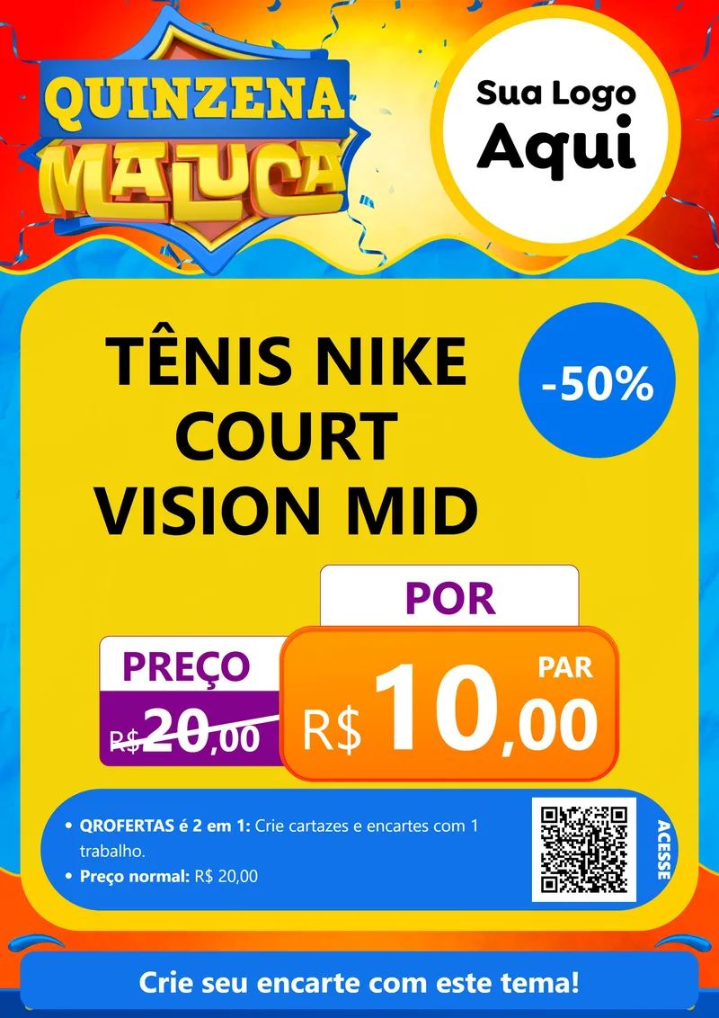 Modelo de Cartaz para Cartaz A4 Vertical com o tema Quinzena Maluca para Calçados