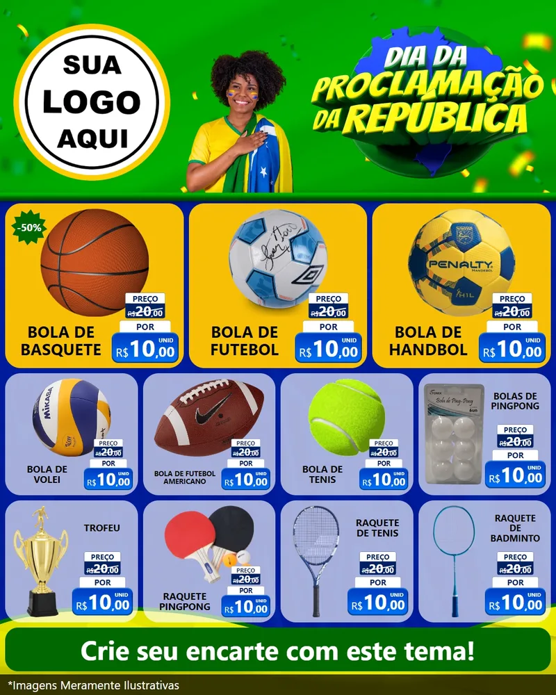Modelo de Rede Social para Feed Instagram com o tema Dia Da Proclamação Da República para Artigos Esportivos