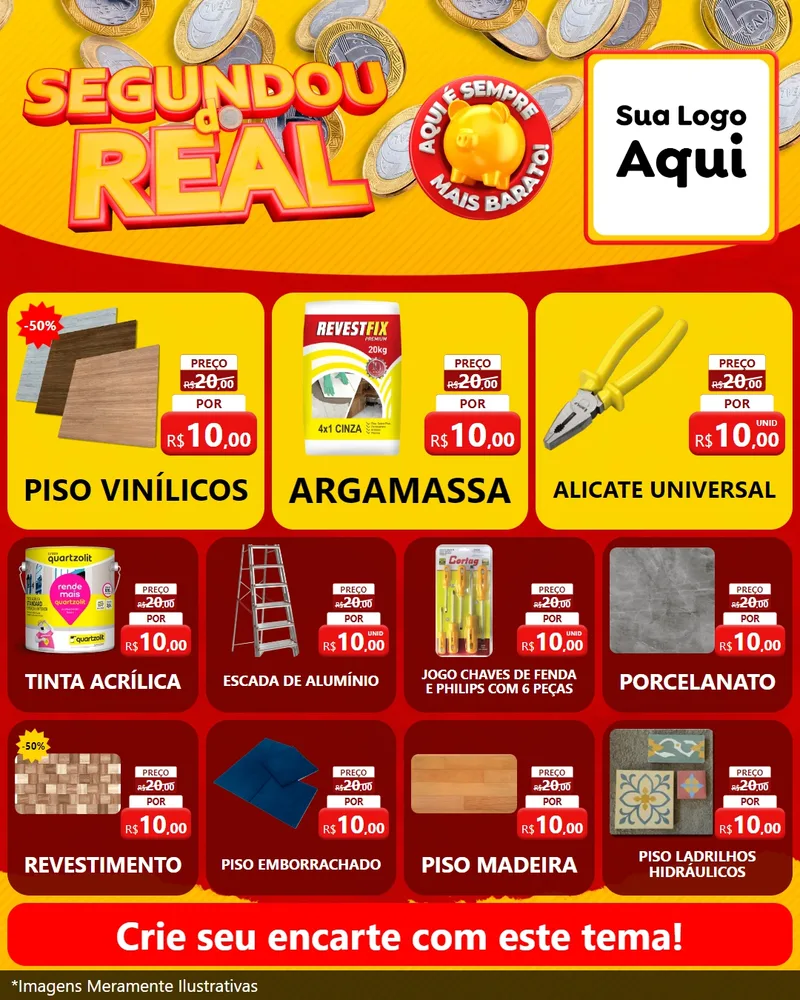 Modelo de Rede Social para Feed Instagram com o tema Segundou do Real para Material para Construção
