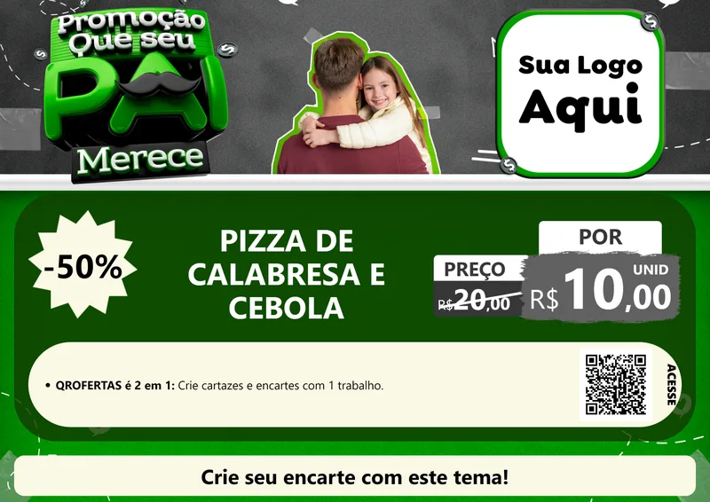 Modelo de Cartaz para Cartaz A4 Horizontal com o tema Promoção Que seu Pai Merece para Pizzaria