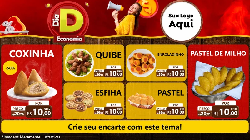 Modelo de TV para TV Horizontal com o tema Dia D Economia para Salgadaria