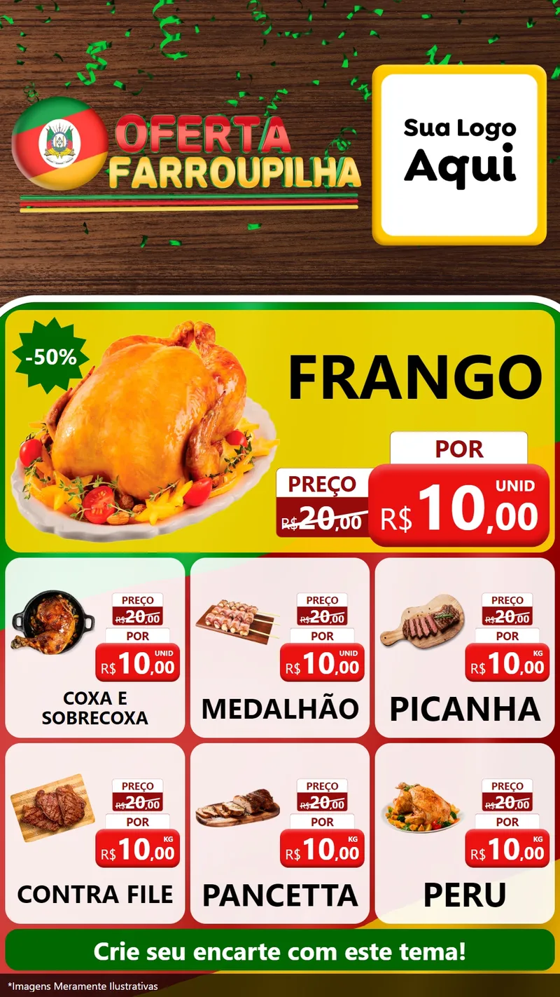 Modelo de Rede Social para Stories com o tema Oferta Farroupilha para Assados